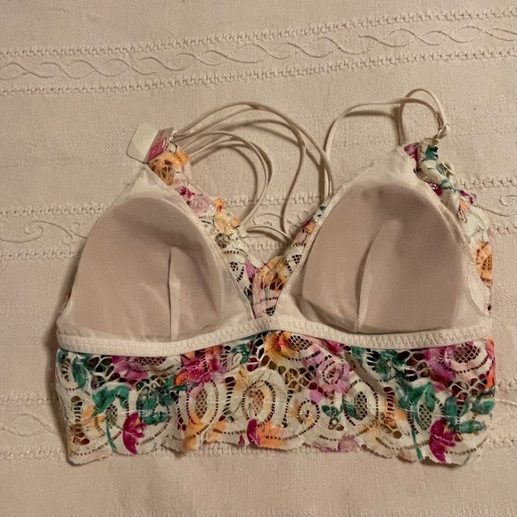 Victorias Secret Smocked Triangle Small Bralette Lace Floral Festival Indie Rave - Picture 7 of 8